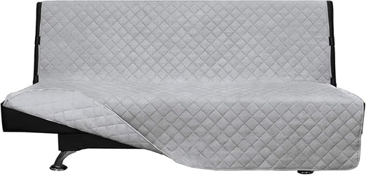 Easy-Going Futon Sofa Slipcover - Reversible Armless Couch Cover - Water Resistant for Pets & Kids (Light Gray/Light Gray)