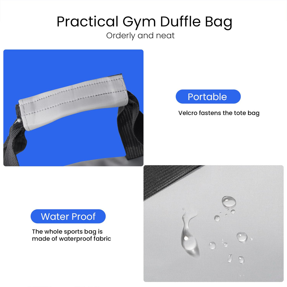 C&F BOGMOST Small Gym Bag for Women & Men,Small Lightweight Duffel Bag Carry On Bags Mini Duffel Travel Bag Waterproof Sports Bags for Workout/Sport/Travel, Grey,Medium