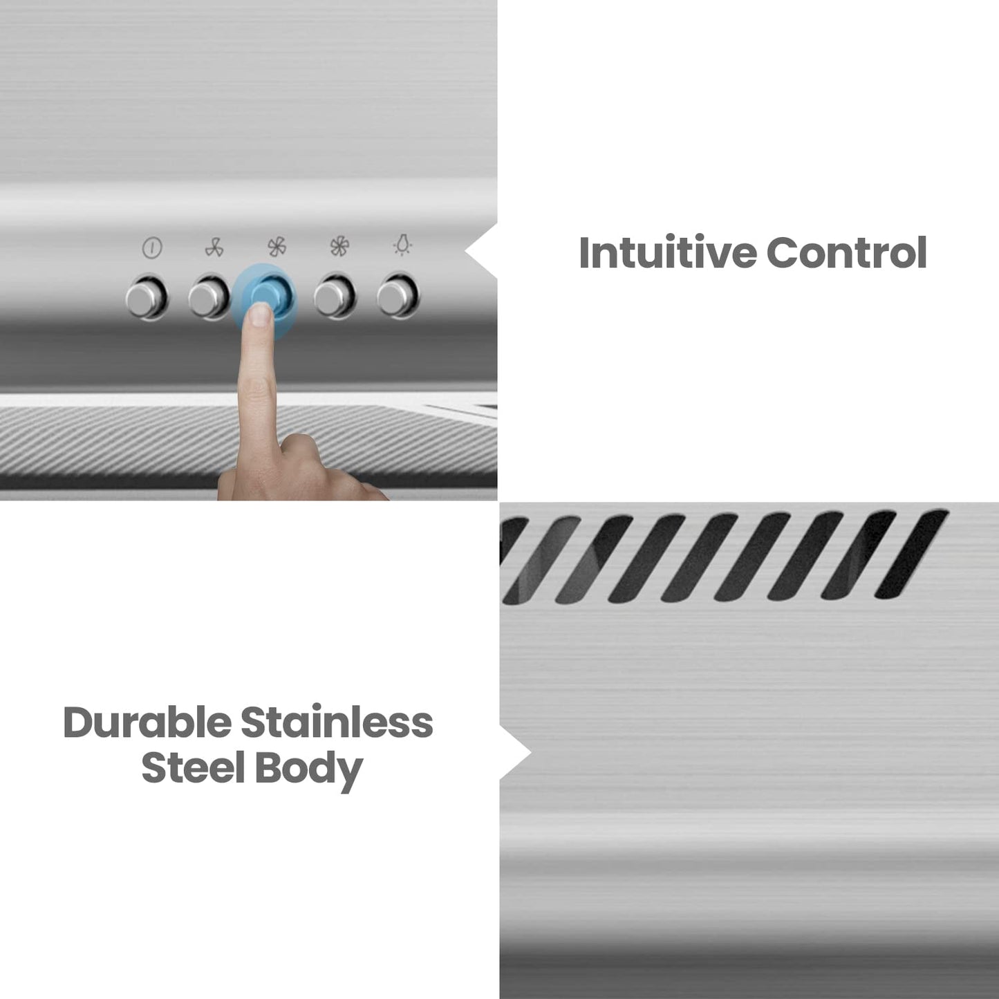 COMFEE' CVU30W4AST 30 inch Under Cabinet Ducted/Ductless Convertible Slim Vent Durable Stainless Steel Kitchen Reusable Filter, 3 Speed Exhaust Fan and 1 LED Lights Range Hood, 2.0 Version