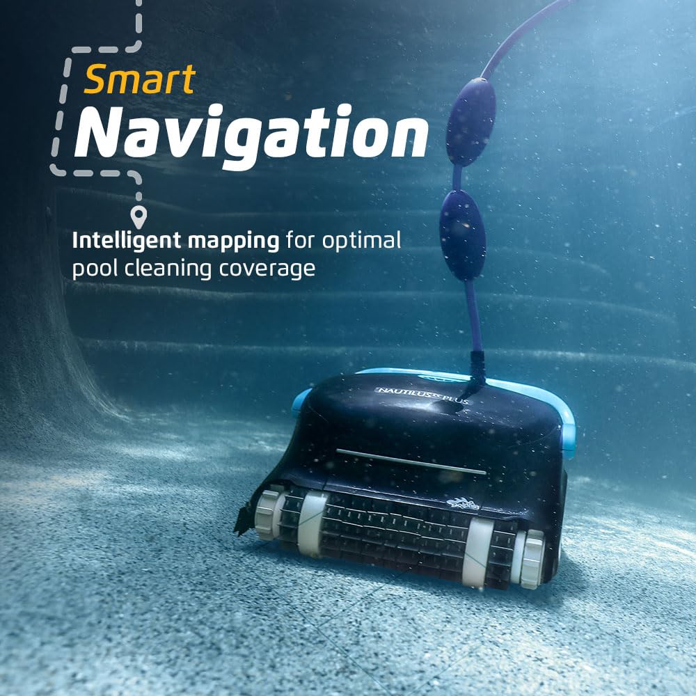Dolphin Nautilus CC Plus Wi-Fi Automatic Robotic Pool Vacuum Cleaner, Always Cleaning, Never Charging, with Wall Climbing Scrubber Brush, Ideal for In-Ground Pools up to 40 FT in Length