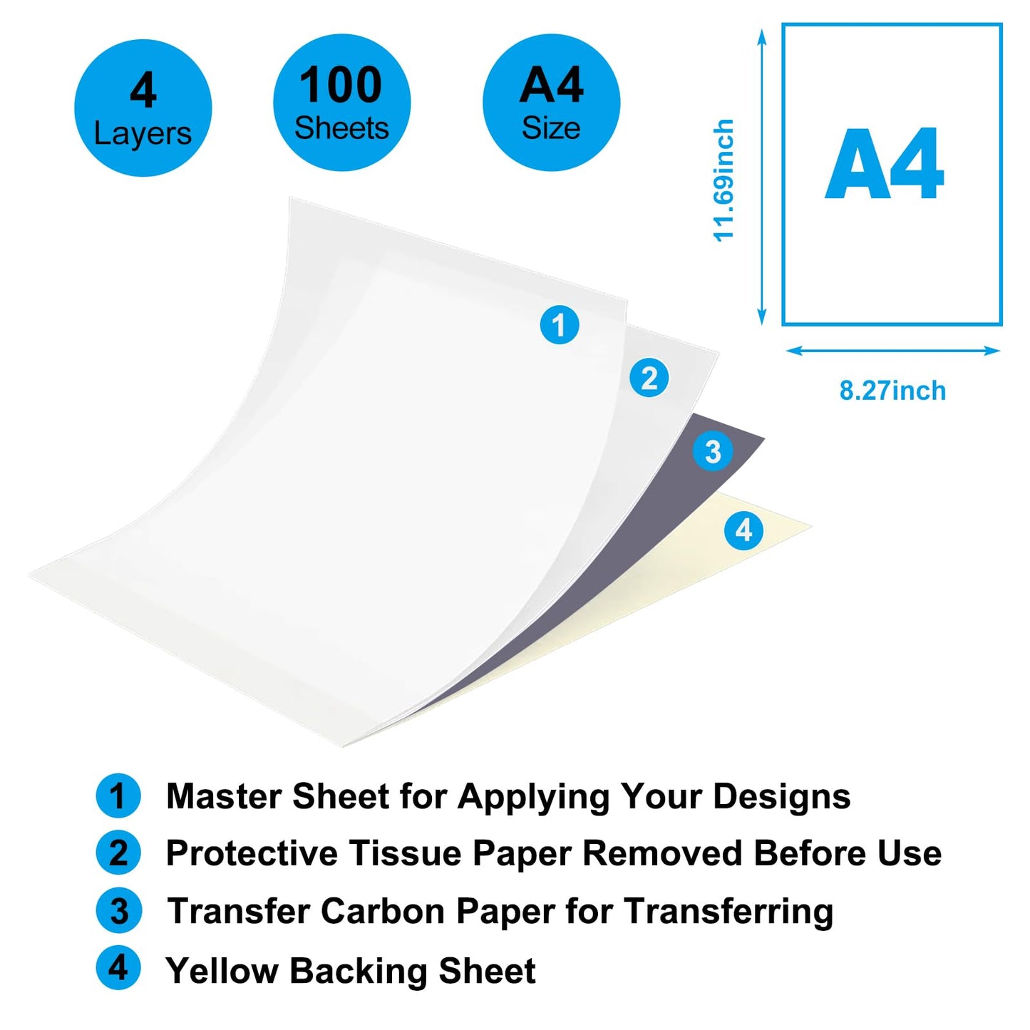 Tattoo Transfer Paper - Autdor 100 Sheets A4 Thermal Stencil Paper for Tattooing DIY Clear Tattoo Stencils Compatible with Thermal Printers & Tattooing Supplies