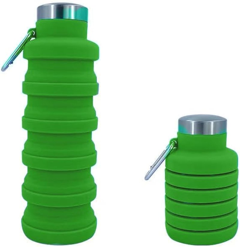 vadoworld Collapsible Water Bottles 17oz, Odorless BPA-Free Silicone, Leak-Proof Foldable Reusable Bottle - Perfect for Travel Sports Gym Hiking Camping Cycling - Green