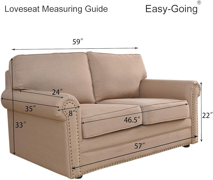 Easy-Going Stretch Loveseat Slipcover 1-Piece Sofa Cover Furniture Protector Couch Soft with Elastic Bottom for Kids Polyester Spandex Jacquard Fabric Small Checks (Loveseat, Chocolate)