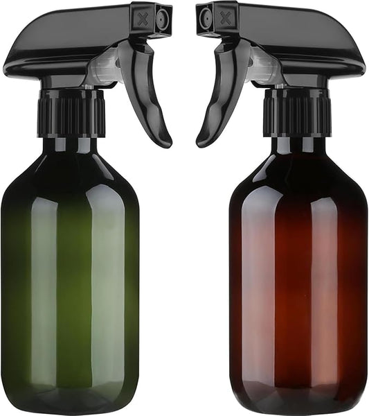 Arkeiliy 2-Pack Leakproof Spray Bottles (300ml/10oz) - Adjustable Nozzle for Fine Mist & Jet Stream | Premium Refillable Plastic Bottles for Hair Styling, Plant Misting, Cleaning Solutions (B+G)