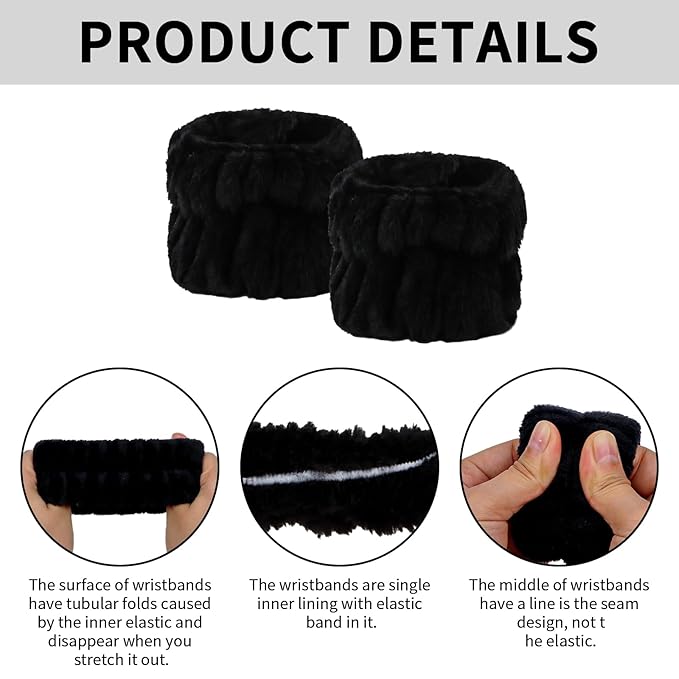 6Pcs Spa Headbands and Wrist Washbands Set, Makeup Headbands, Skincare Face Towel Wristbands for Women