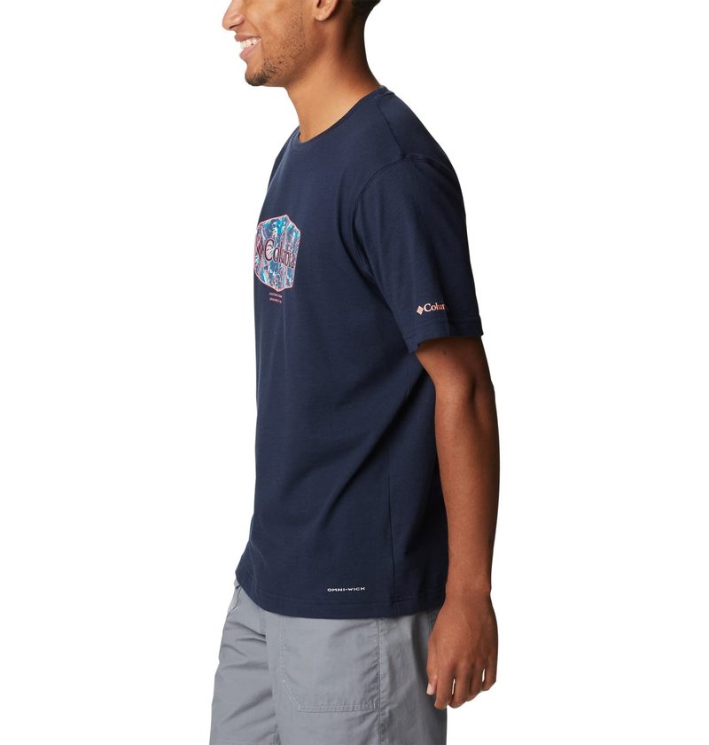 Columbia Men's Thistletown Hills Graphic Short Sleeve, Collegiate Navy HTHR/Wanderland Graphic, XX-Large