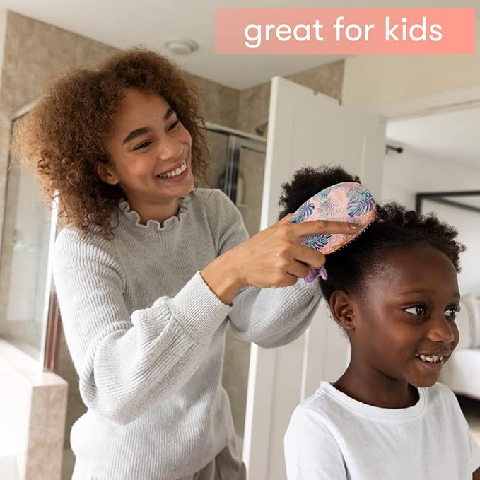 FRAMAR Pink Hair Brush Detangler, Detangling Hairbrush For Women, Wet Hair Brush For Girls, Hair Detangler Brush, Wet Hairbrush, Hairbrushes, Girls Hairbrush Detangler, Reduces Frizz - Floral