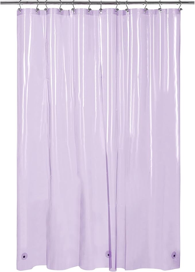 Barossa Design Extra Long Shower Curtain Liner with 3 Magnets - 72" x 84" XL, Waterproof PEVA Lightweight Shower Liner for Bathroom, PVC Free, Metal Grommets - Clear Lavender, 72x84