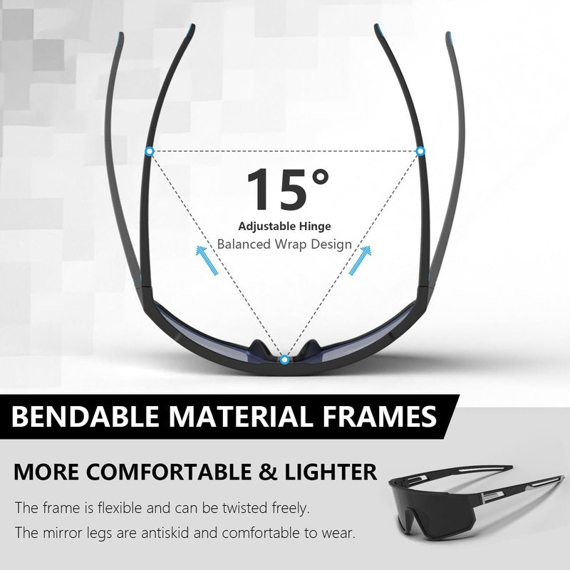 IKTOD 3 Pack Polarized Running Sunglasses for Women Mens Sunglasses UV Protection for Cycling Baseball Fishing (3 Pack-Blue Black/Red Red/Blue White-W08)