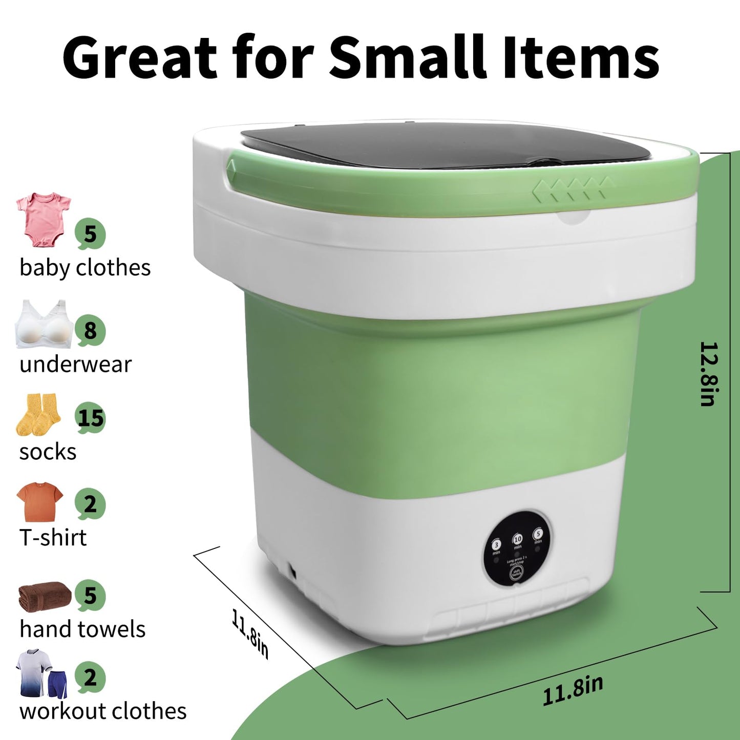 Portable Washing Machine, 16L Upgraded with Spin Basket Laundry Machine, 3 Cleaning Modes Suitable for Small Clothes, Foldable Design Ideal for Hotel, Campain, Apartment and Home