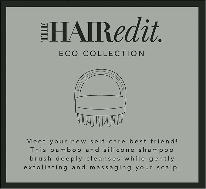 The Hair Edit Scalp Renew Bamboo Shampoo Massage Brush, Scalp Scrubber with Soft Silicone Bristles for Hair Growth, Exfoliation