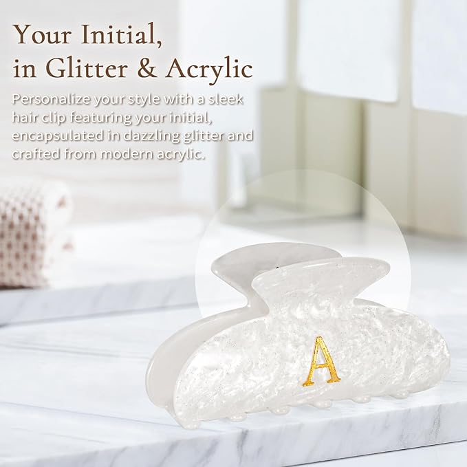 Christmas Gifts for Women Teen Girls - Stocking Stuffers Cute Hair Clips Initial Claw | Birthday Gifts | Bridesmaid Gifts | Preppy Trendy Stuff Personalized Hair Claws Accessories - White,A
