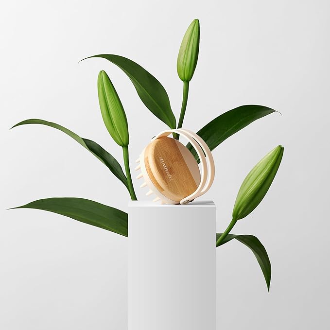 The Hair Edit Scalp Renew Bamboo Shampoo Massage Brush, Scalp Scrubber with Soft Silicone Bristles for Hair Growth, Exfoliation