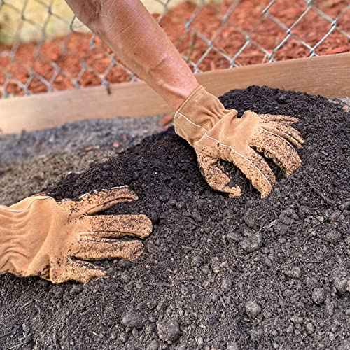 Wells Lamont Leather Work Gloves for Men, Durable Suede Split Cowhide with Angled Thumb and Elastic Wrist, Heavy-Duty Protection for Construction and Farming