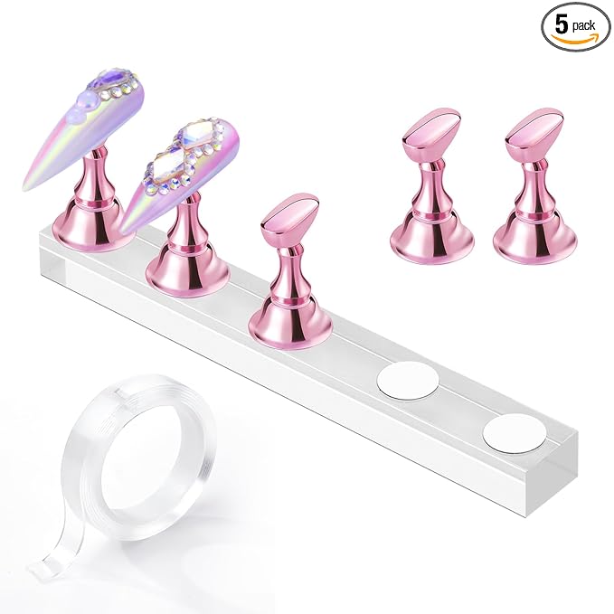Makartt Nail Stand: Press On Nails Stand Display Practice Art Magnetic Fake Nail Holder for Painting Nails Stand for False Nail Designs with Double-sided Tape for Home DIY Beginner Salon Supplies