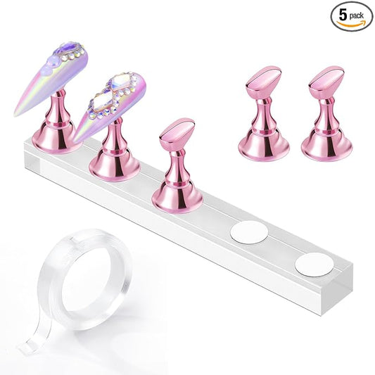 Makartt Nail Stand: Press On Nails Stand Display Practice Art Magnetic Fake Nail Holder for Painting Nails Stand for False Nail Designs with Double-sided Tape for Home DIY Beginner Salon Supplies