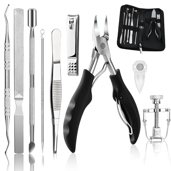 10Pcs/set Ingrown Toenail Tools Kit, Nail Treatment Foot Tool,Ingrown Toenail Removal Correction Clippers, Surgery Grade Nail File Lifter, Professional Pedicure Tool