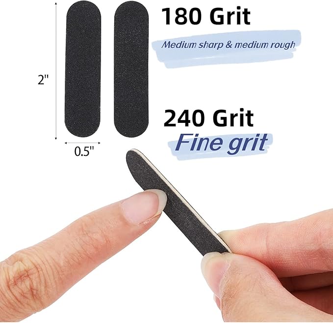 400pcs Nail Files Kit- 200 Mini Nail Files 180/240 Grit, 200pcs Orange Nail Sticks Pedicure Wood Cuticle Pushers