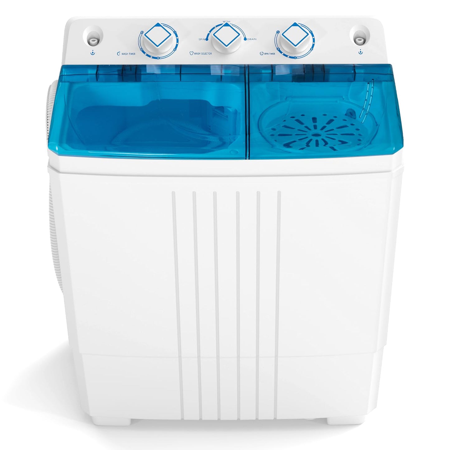 COSTWAY Portable Washing Machine, Twin Tub 20 Lbs Capacity with Drain Pump, Laundry Washer 12 Lbs and Spinner 8 Lbs with Timer Control, Perfect for Apartment Dorm RV, Blue+White
