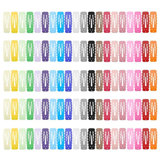 ECADY 100-Piece Metal Snap Hair Clips for Girls, Toddlers, and Kids - Perfect for Fine Hair, Thick Hair, and More - Featuring Fun Rectangle Designs