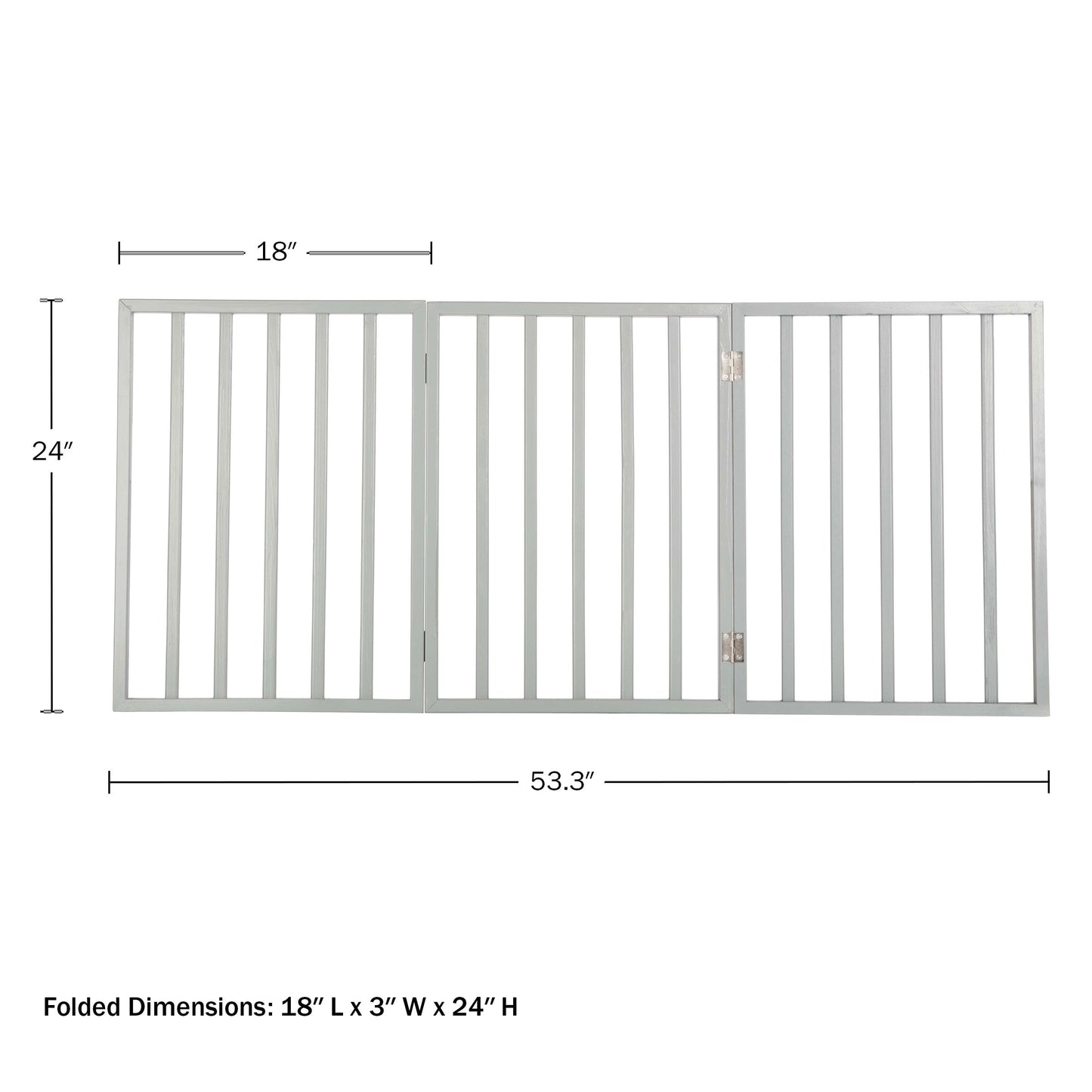 Pet Gate - 3-Panel Indoor Foldable Dog Fence for Stairs, Hallways, or Doorways - 54x24-Inch Retractable Wood Freestanding Dog Gates by PETMAKER (Gray)