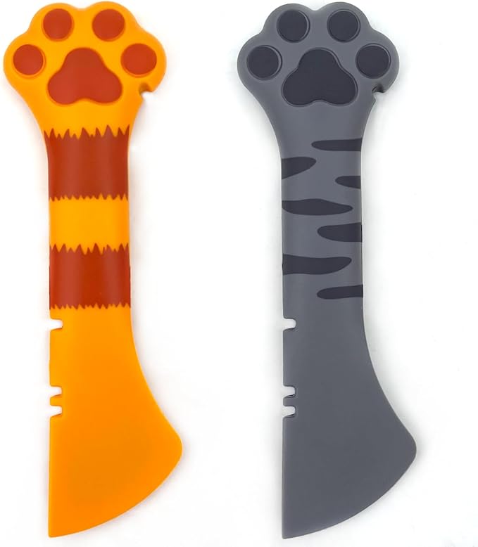 2 Pack Dog Cat Food Spoon, Cute Paw Silicone Pet Can Opener Spatula Scoop Mixing Spoons for Wet Canned Food