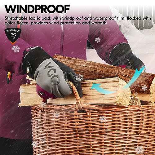 Vgo... -20¡É/-4¡ÆF Winter Work Gloves for Women, Cold Weather Waterproof Work Gloves(SL8777FW-FM)