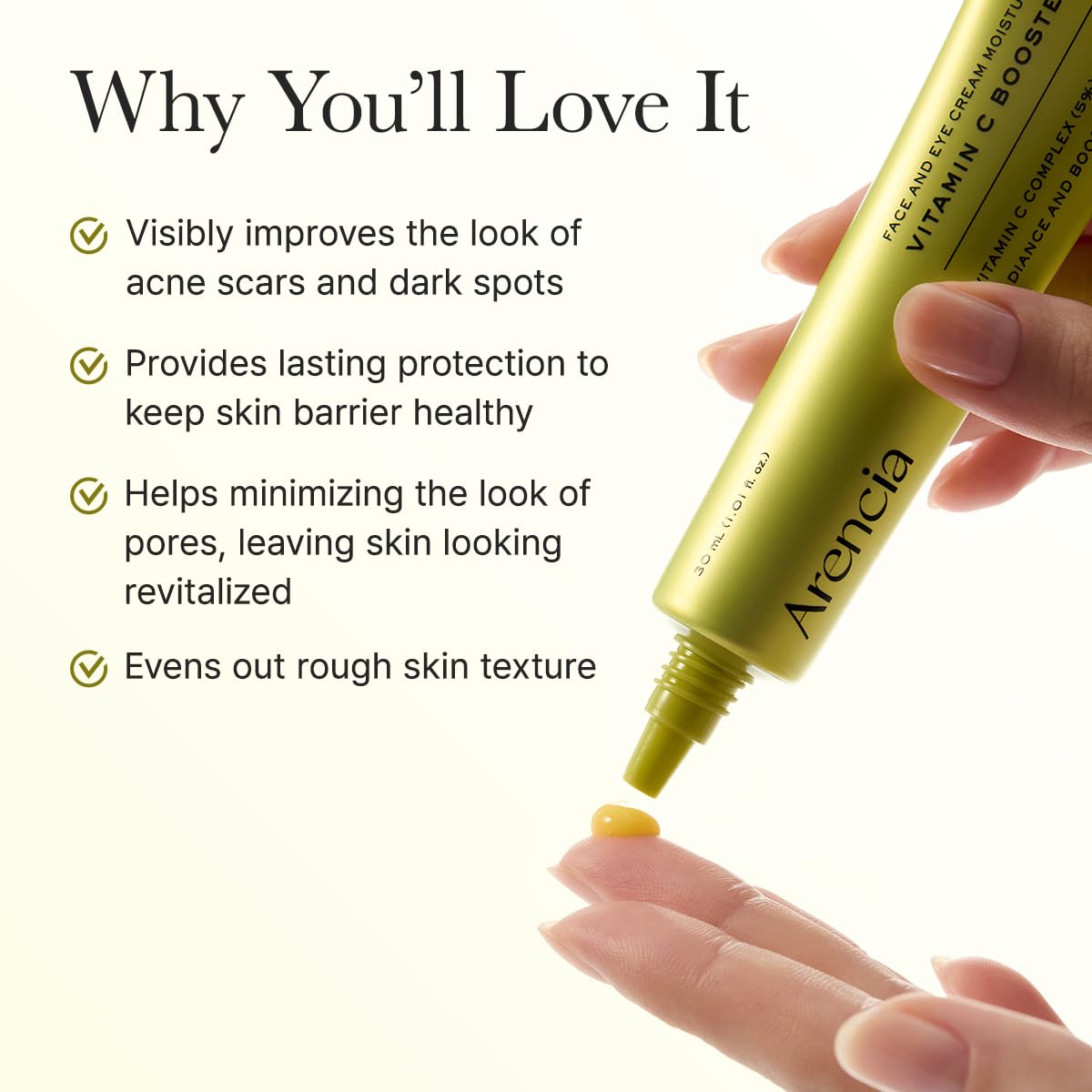 Arencia Vitamin C Booster Shot Serum with Glutathione, Niacinamide and Vitamin E for Dark Spot Care, Fine Lines & Wrinkles, Glass Skin, Korean Skincare 30ml/1.01 fl.oz