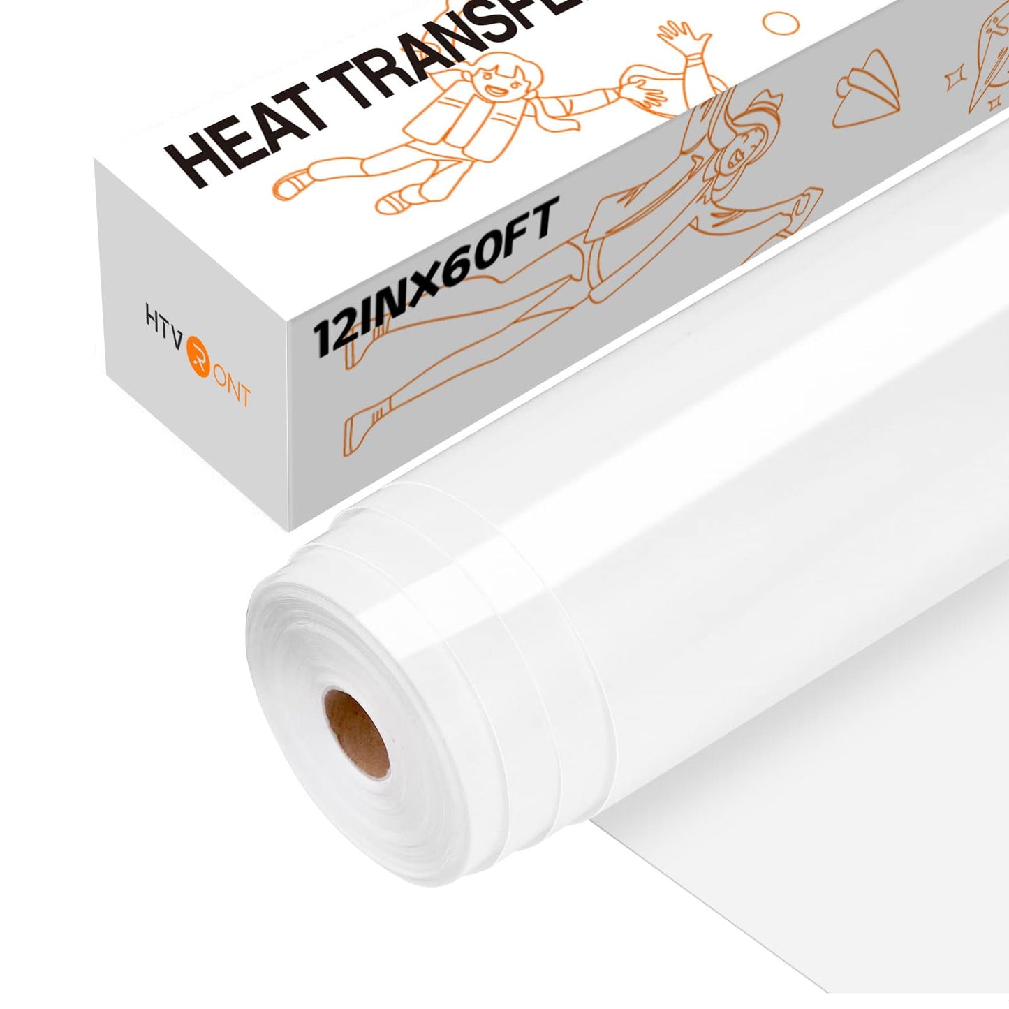 HTVRONT Heat Transfer Vinyl White Iron on Vinyl-12 x 60FT White HTV Vinyl Roll Easy to Cut & Weed for Heat Vinyl Design