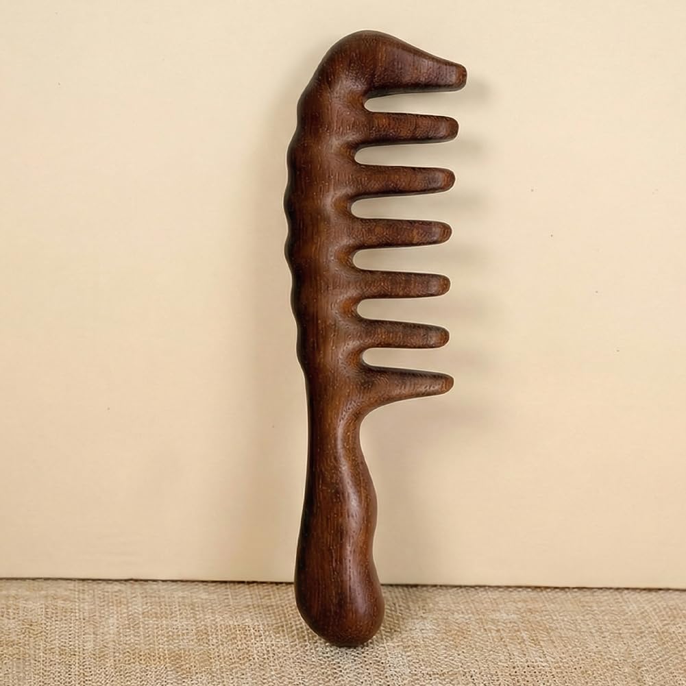 Massage Comb, Wooden Scalp Massager and Gua Sha for Hair Growth, Natural Sandalwood Comb for Women and Men