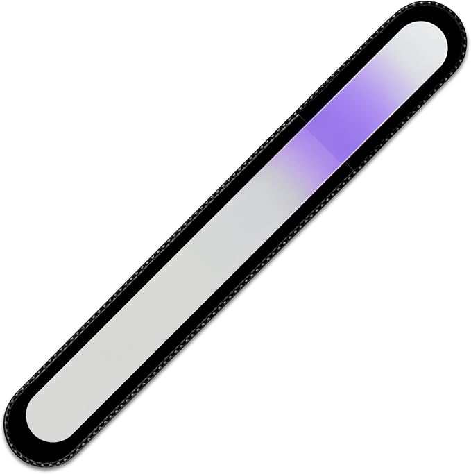 Mont Bleu Rainbow Crystal Nail File in Black Pouch - Large/Professional Size - Czech Tempered Glass - Handmade in Bohemia (Czech Republic)
