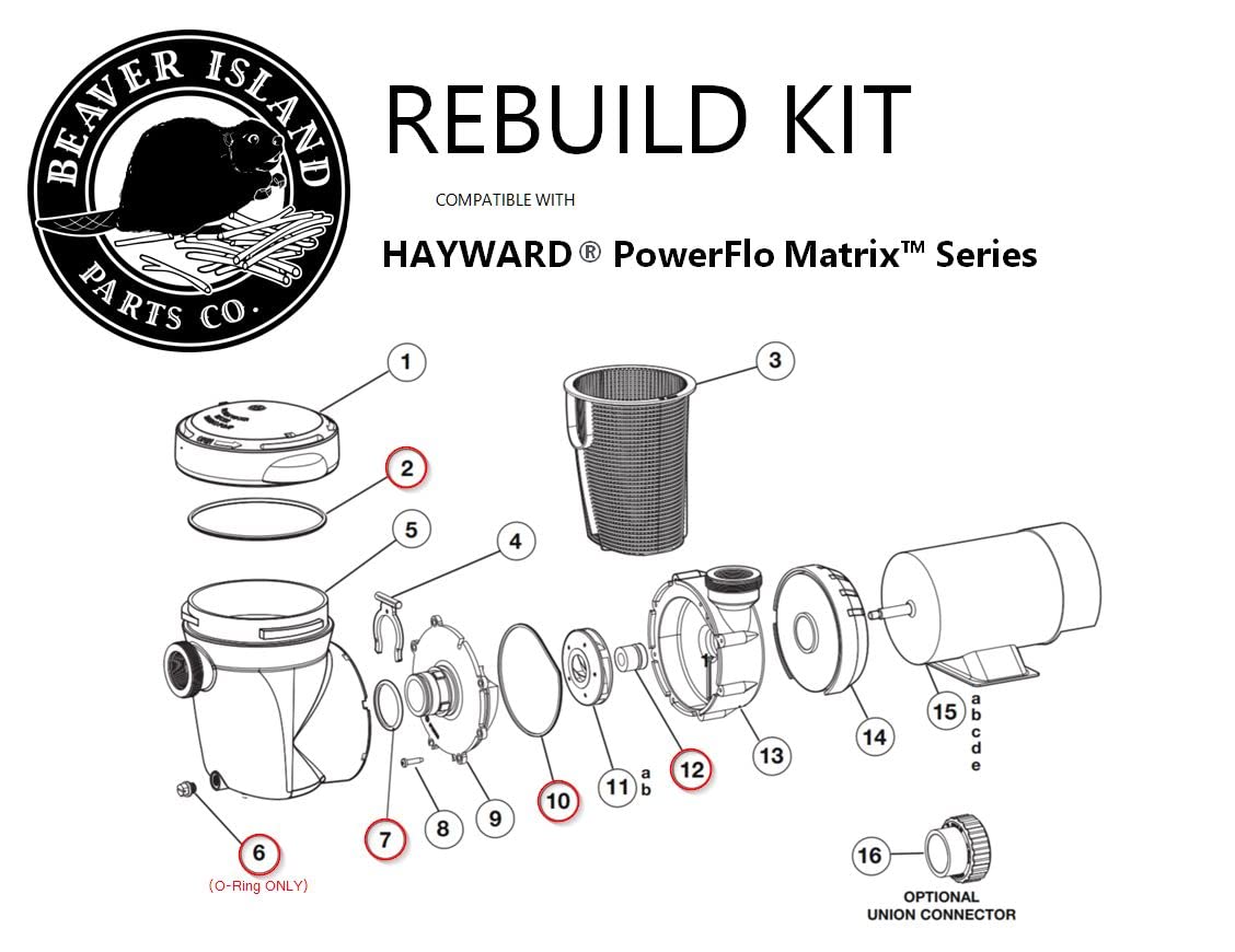 Beaver Island Parts Company | Pump Rebuild Kit | Fits Hayward PowerFlo Matrix Pump SP1591, SP1591TL, SP1592, SP1592TL, SP1592FT, SP15922S, W3SP1592, W3SP15922S, W3SP1593