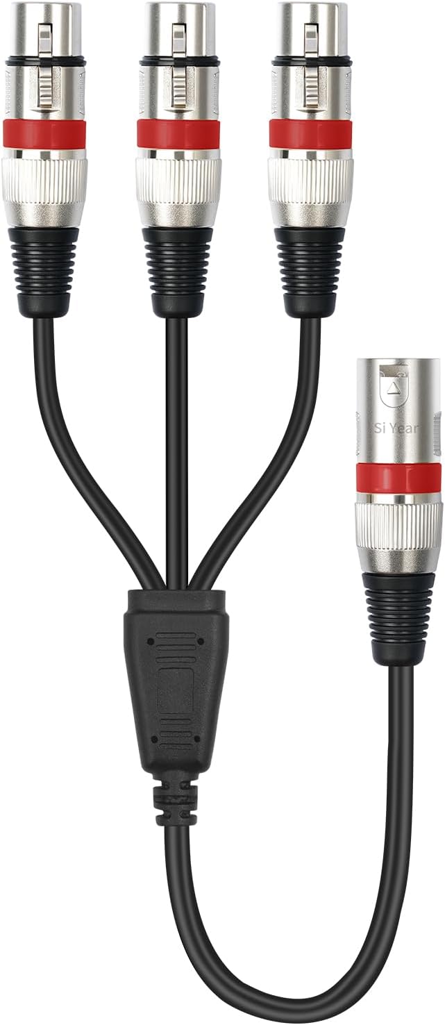 SiYear XLR Splitter Cable 3 Way - 1 XLR Male to 3 Female Patch Y Cable Balanced Microphone Splitter 3 in 1 Cord Audio Adapter (60cm/2FT)