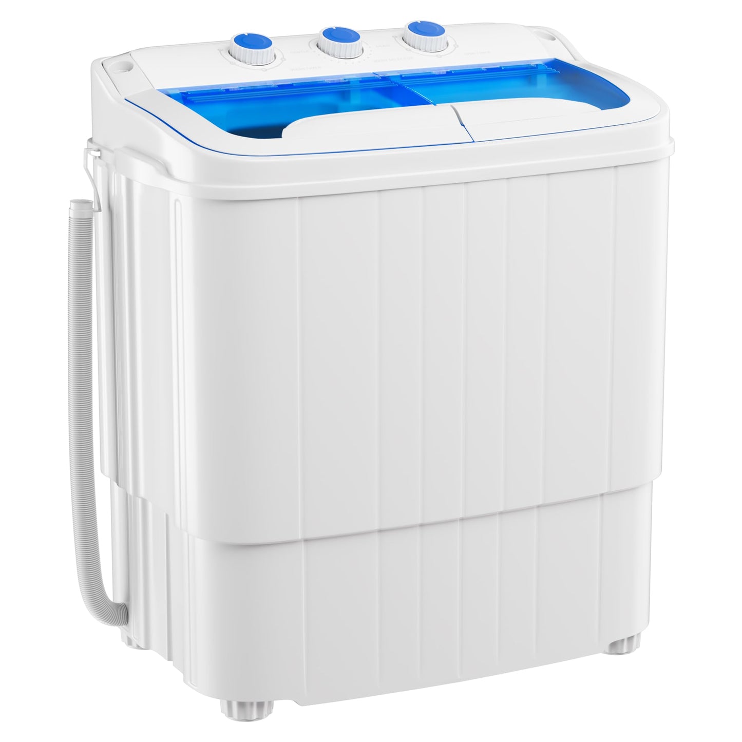 INTERGREAT Portable Washing Machine, 16lbs Twin Tub Portable Washer with 9.6Lbs Washer and 6.4Lbs Spinner dryer, Semi-automatic Washer Machine Combo for Dorms, Apartments, Blue