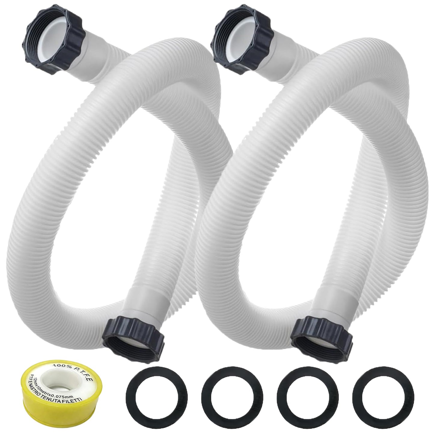 1.5 Inch Pool Hoses for Above Ground Pools, 1.5'' x 59" Sand Filter Hose Accessories, Pool Pump Hose Replacement Compatible with Intex Coleman Bestway Filters & Saltwater Systems, 2 Pack