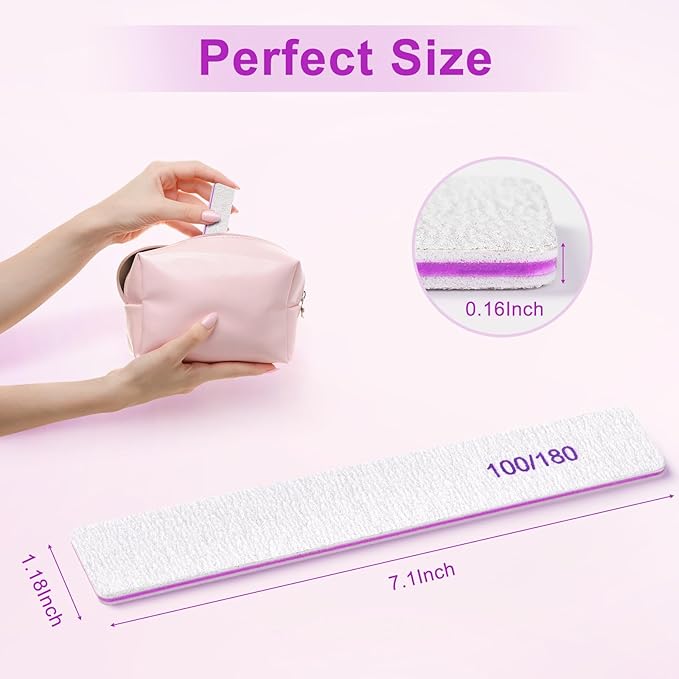 Nail Files (18 Pack), 100/180 Grit Double Sided Emery Boards for Natural & Acrylic Nails, Reusable Manicure for Women & Men, Professional Fingernail Filer & Lima de UÃÂ±as for Salon & Home Use