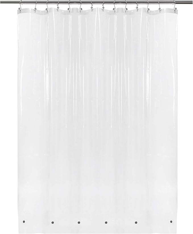 Barossa Design Clear Shower Curtain Liner 82 Width by 74 Height with Free Hooks - 6 Bottom Magnets, Waterproof PEVA, 12 Metal Grommets Curtain PEVA, 82x74
