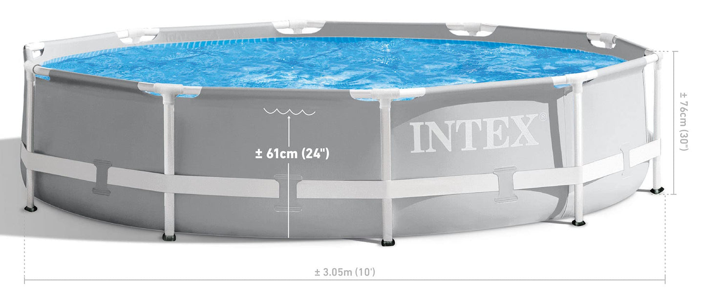 INTEX 26701EH Prism Frame Premium Above Ground Swimming Pool Set: 10ft x 30in – Includes 330 GPH Cartridge Filter Pump – SuperTough Puncture Resistant – Rust Resistant – 1185 Gallon Capacity