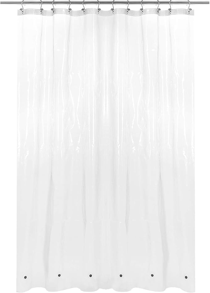 Barossa Design Shower Curtain Liner with 6 Magnets - Clear Plastic Shower Curtain Liner, See Through Vinyl Bath Curtain with Metal Grommets for Bathroom - Clear, 70x72