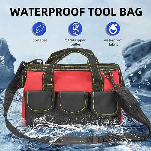 3-Pack 13 Inch Tool Bags, Waterproof Zipper, Heavy Duty Material for Tool Organizer & Storage, Electrician, Carpenter, HVAC (Shoulder Strap)