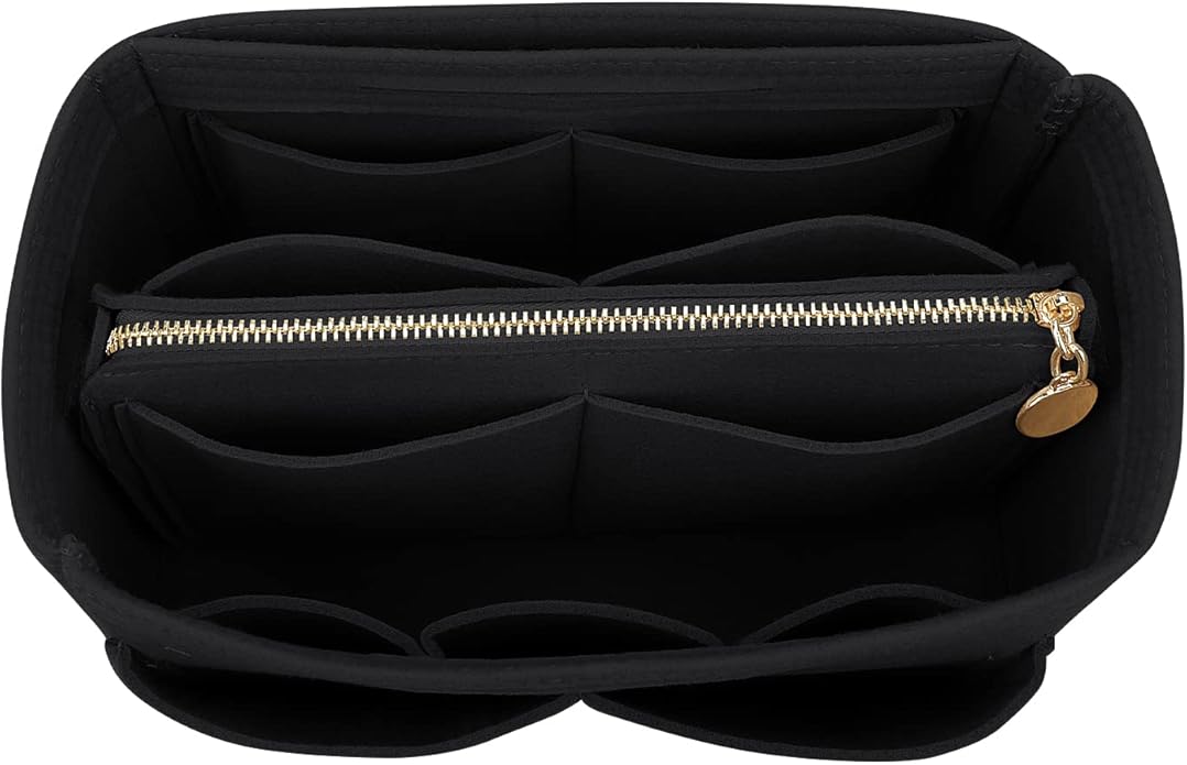 LEXSION Felt Purse Bag Organizer Insert with zipper Bag Tote Shaper Fit Speedy Neverful PM MM