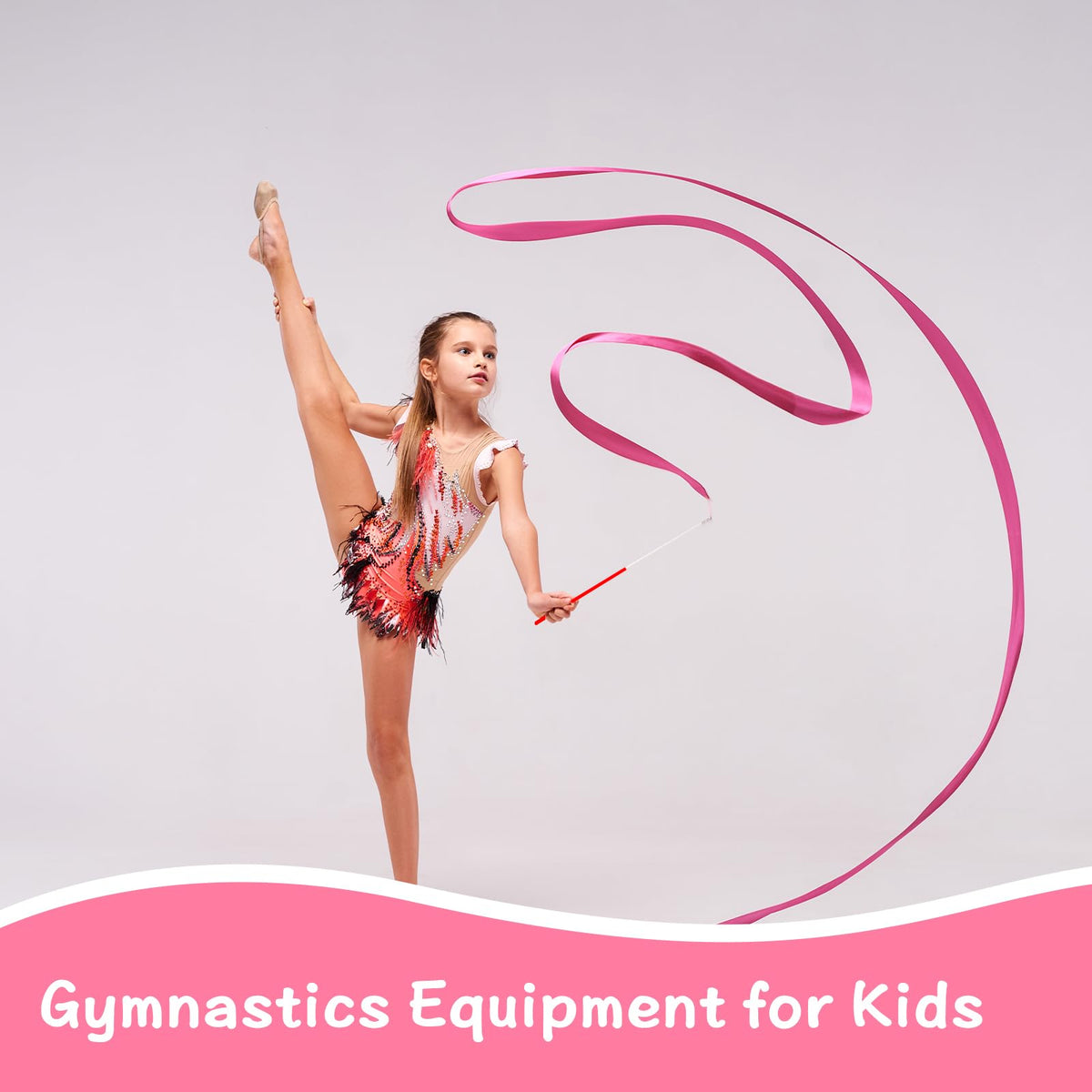 YGEOMER 12pcs Dance Ribbons, Rainbow Gymnastics Ribbon Wands for Kids Dancer, Dance Twirling Sticks Batons Streamers for Artistic Dancing, Talent Shows Dance Floor Party Props