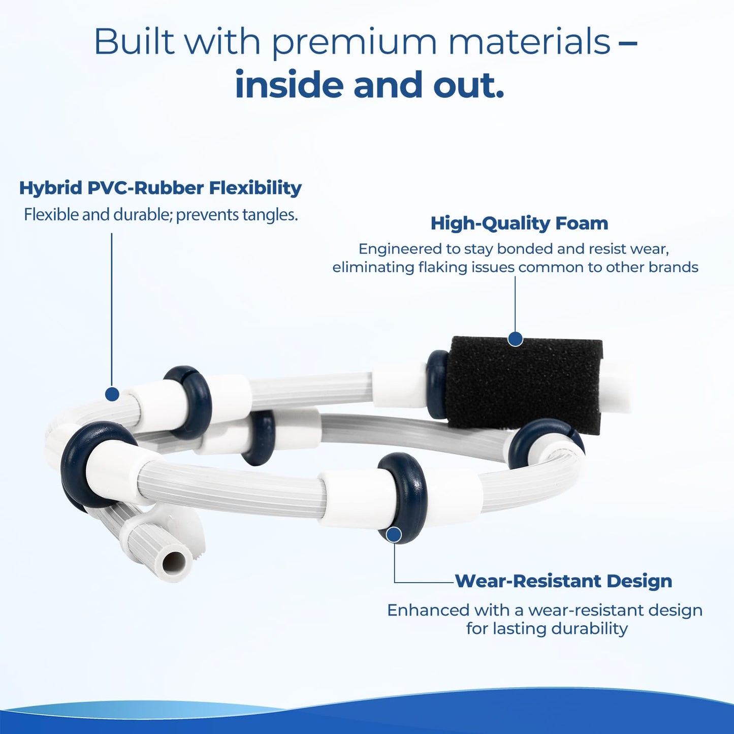 Hypolinx Polaris-Compatible B5 Complete Sweep Hose - Restores Cleaning Power for Polaris 280, 380, 180, 480 Pool Cleaners - Includes Tail Scrubber, Wear Rings & Clamp(NOT for 360)