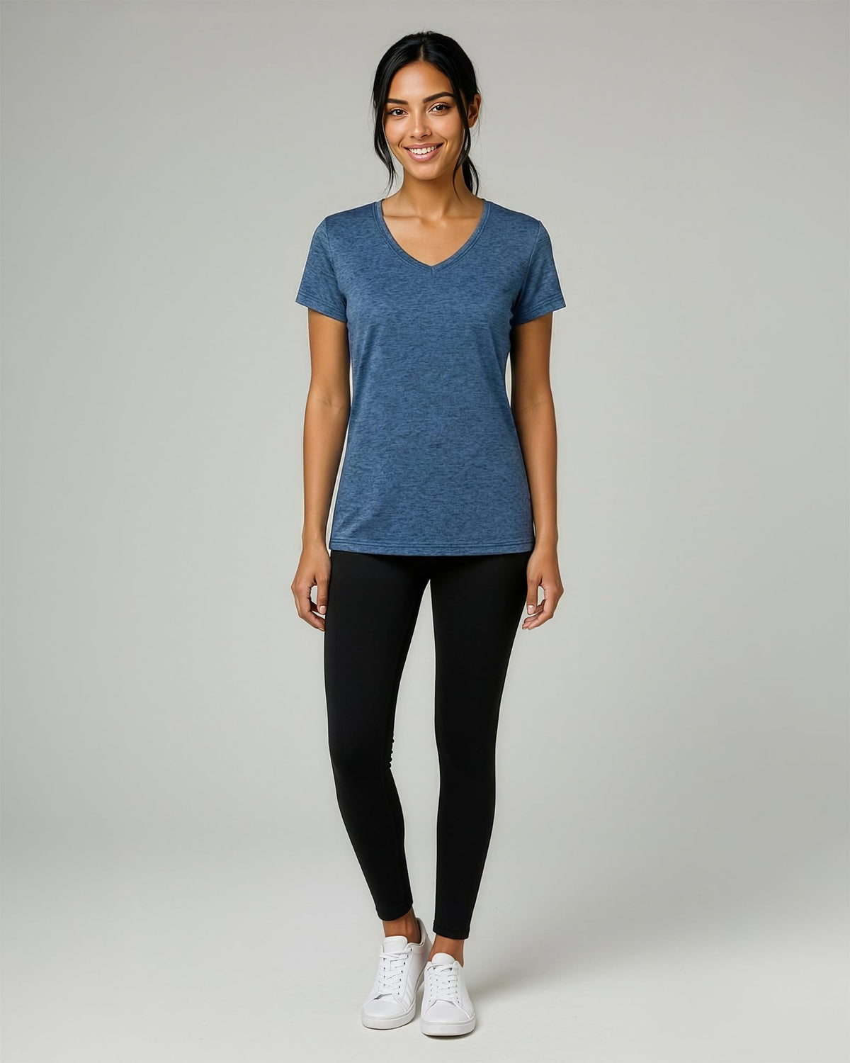 Real Essentials 5 Pack: Women's Dry-Fit Short Sleeve V Neck T Shirt Workout Fitness Yoga Top Tee, Set 8, XXL