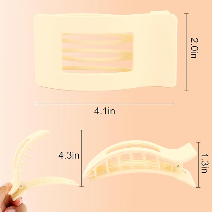 6 Pack Flat Hair Claws Clips for Women, Large Extra Strong & Thick Clips for Thick Fine Hair Styling, Secure Hair Hold Matte Brown Blue White