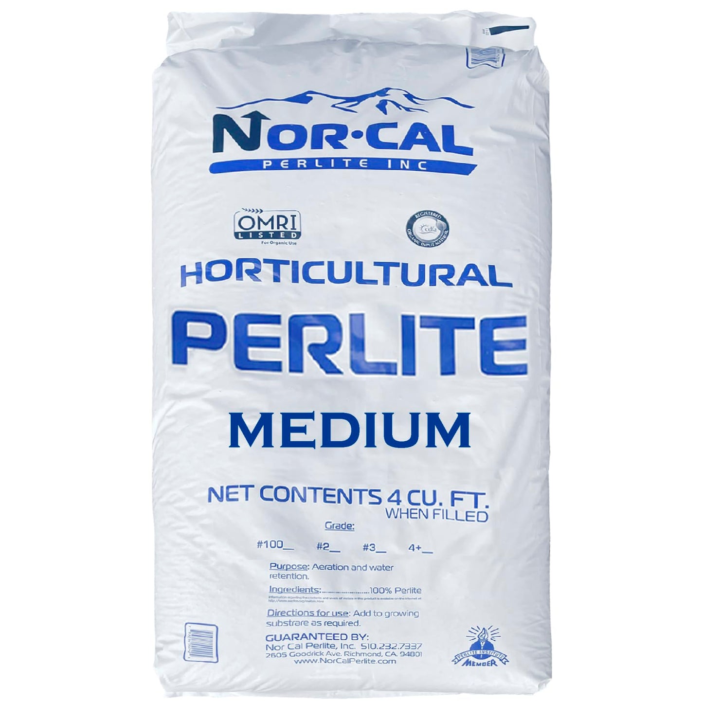 Norcal Perlite Horticultural Organic Certified Premium Screened Coarse Garden Indoor Outdoor Plants Soil and Drainage 4 Cubic Feet (103 Quarts) 1 Bag