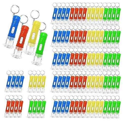 100 Pieces Mini Flashlight Keychain Bulk for decor, Assorted Colors Torch Keyring Flashlights LED Keychain Flashlights Small Keychain Light Hiking Camping Halloween Party Favors Goody Bag Stuffers