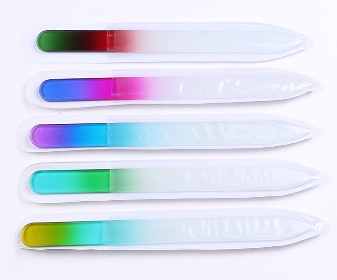 Finger Angel 5Pcs Double Sided Crystal Czech Glass Nail File Mix Colors Nail Buffer