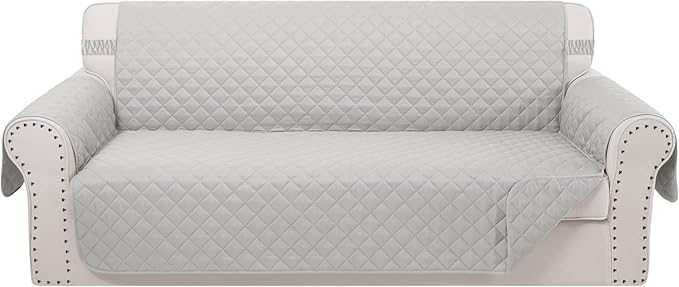 Reversible 4 Seater Sofa Cover 91 Inch Large Couch Cover Furniture Protector(Sofa XX-Large,Light Grey/Light Grey)