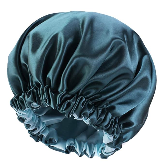 Satin Bonnet Silk Bonnet Hair Bonnet for Sleeping-Slouchy Beanie Hat Satin Sleep Cap for Women's Natural & Curly Hair(Blue Zircon)